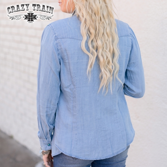 Crazy Train - Snap Up Shirt Turquoise snaps - Picture 3 of 4